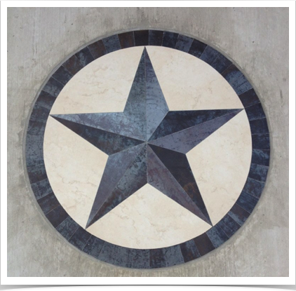 42" Star, Porcelain Inset into Concrete Patio